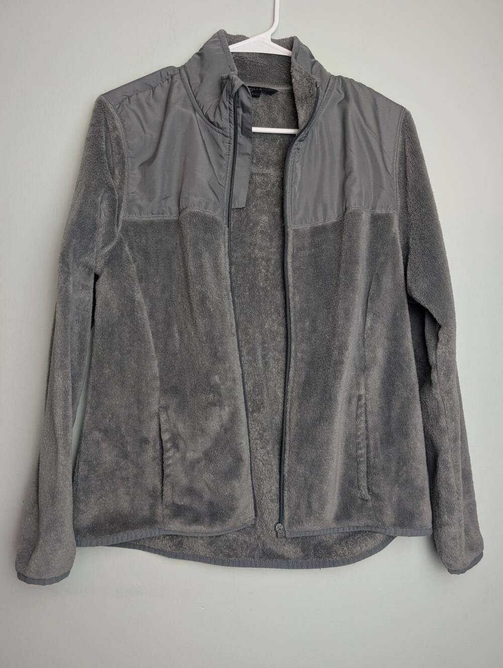 Normcore Athleisure Emily B Gray Full Zip Teddy Bear Fleece